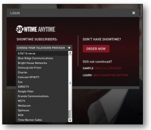 Showtime Anytime Provider Selection